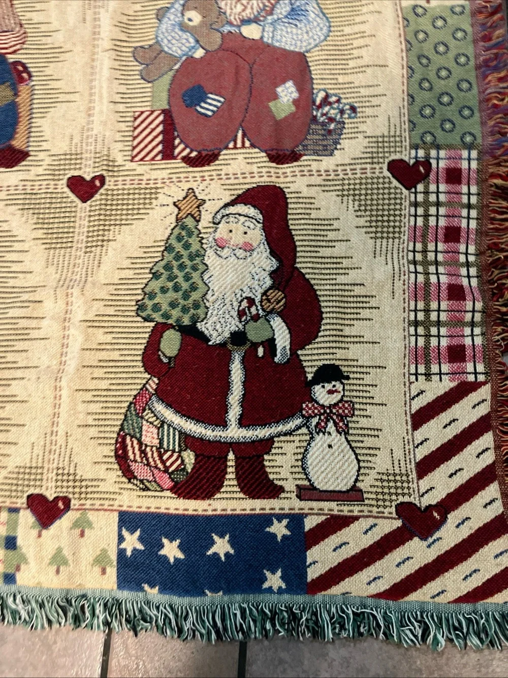 O. S. Buck Baldwin Holiday Santa Patchwork Throw Blanket - Multi